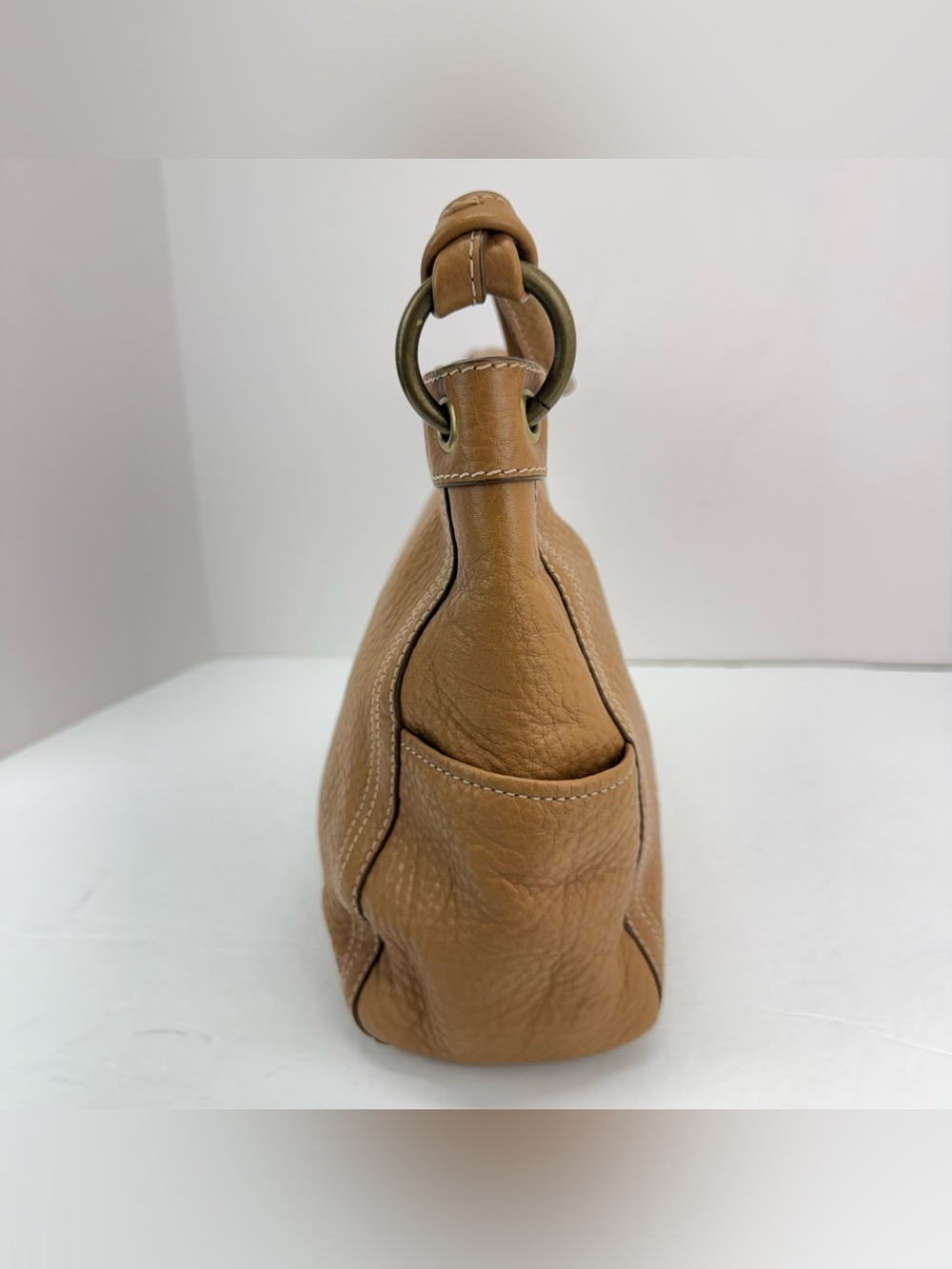 Vintage Fossil Brown Pebbled Leather Hobo Shoulder Bag - Picture 4 of 11